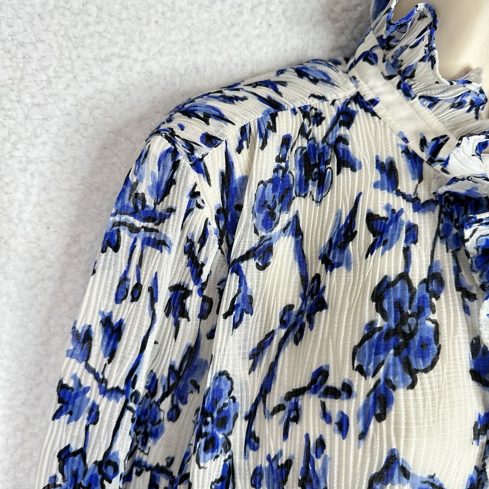 Tory Burch White Dress with Blue Floral Print - Picture 5 of 13